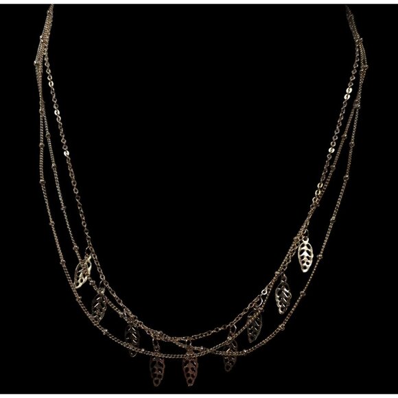 Claires Multilayer Leaf Charm Gold Tone Necklace - Picture 4 of 5